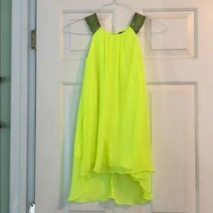 Girls neon yellow hi lo dress